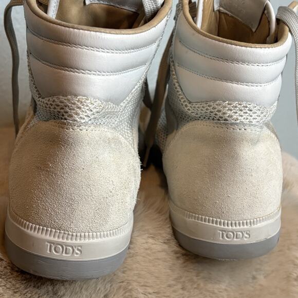 Tod’s high-top sneakers Creamy‎ White Suede Mesh Men’s 6.5 main image 4